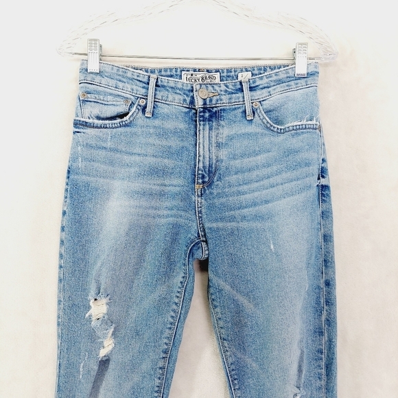 Lucky Brand Blue Mid-Rise Destroyed Cut-Off Skinny Jeans 2516 - Picture 3 of 10